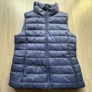 Gap Full Zip Up Mock Neck Lined Sleeveless Blue Puffer Vest Women's Size Small